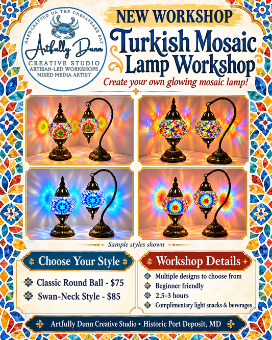 1/9/2027 - 10:30 AM - 1:30 PM • 🌟💡 NEW WORKSHOP Create Your Own! 💡🌟 Mosaic Turkish Lamp Workshop