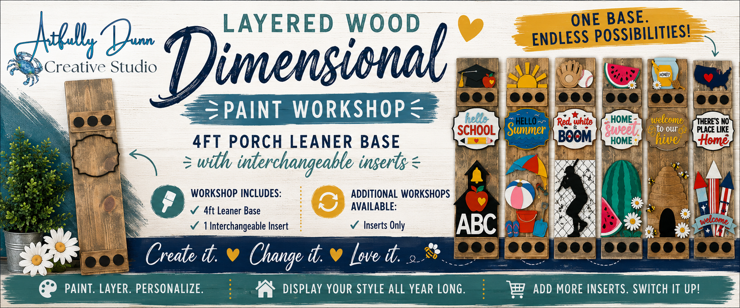 8/8/2026 4:00-6:30 PM • Layered Wood Paint Workshop - Interchangeable Porch Leaner ✨🏡