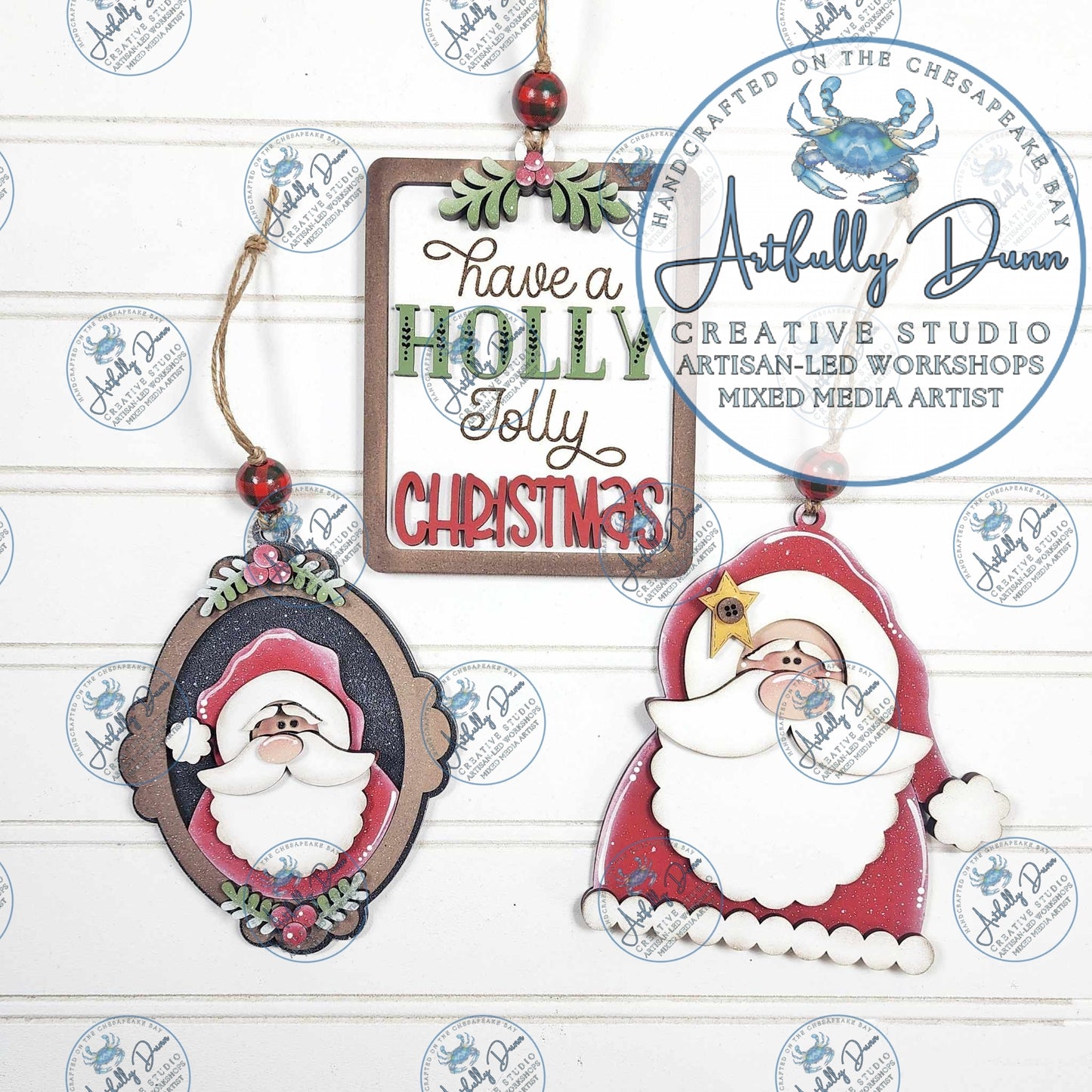 DIY Layered Wood Complete Paint Kit - Santa Claus Ornaments