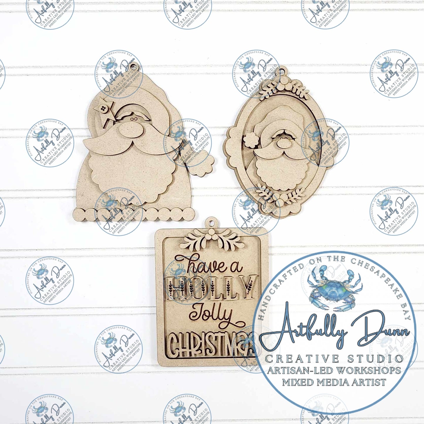 DIY Layered Wood Complete Paint Kit - Santa Claus Ornaments