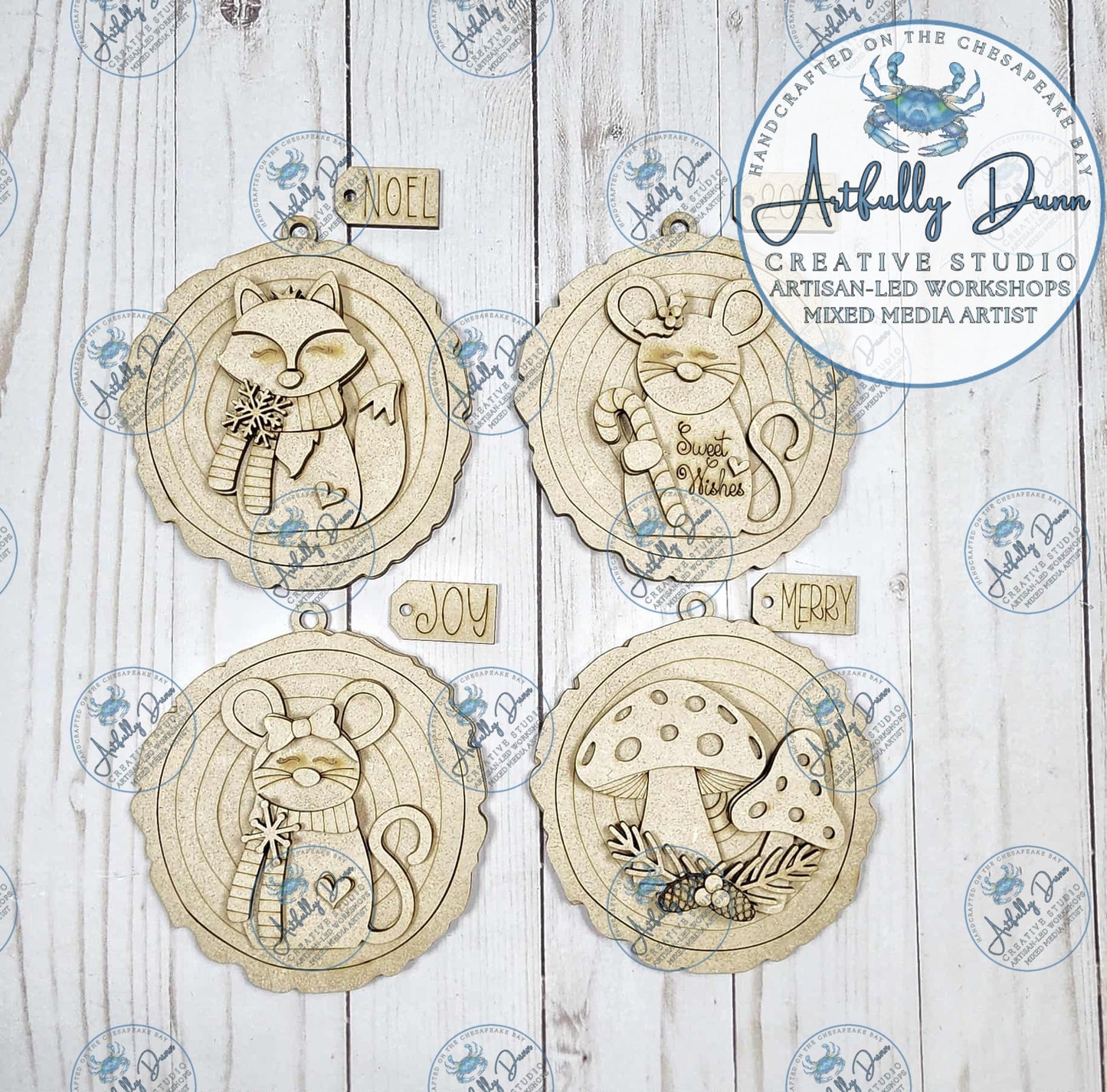 DIY Layered Wood Complete Paint Kit - Forest Friends Ornaments