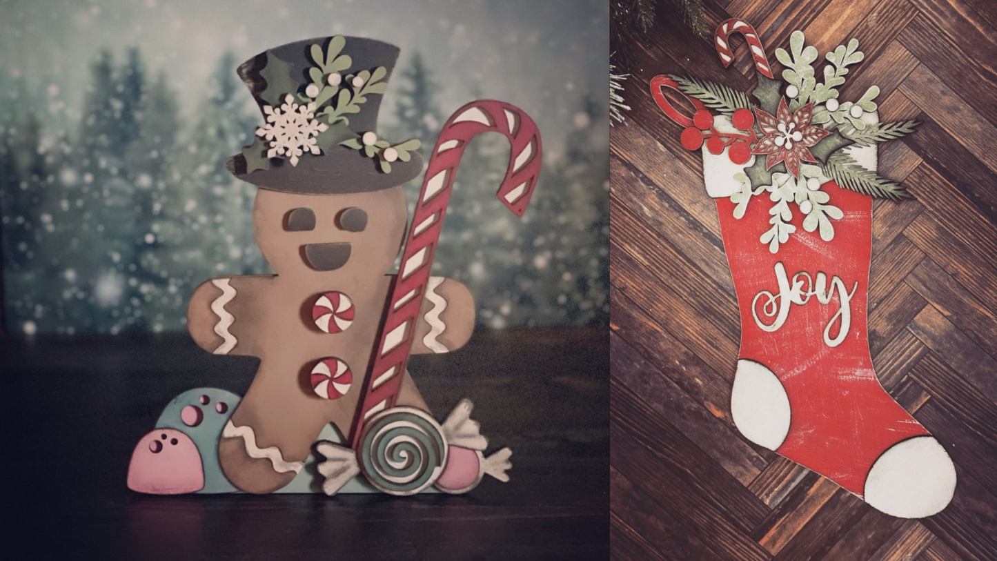 11/1/24 ~ 6:30-8:30 PM ● Workshop - Layered Wood Art ● Gingerbread or Joy Stocking @ The Nook Of Knots, Etc. Havre de Grace